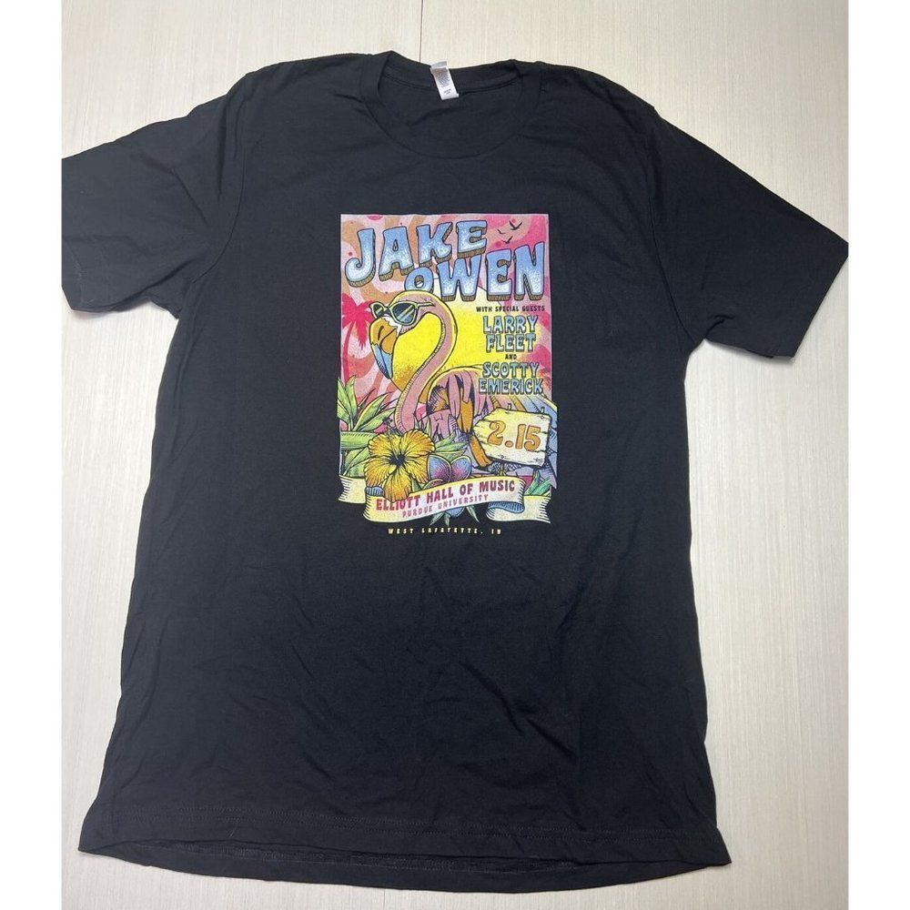 Jake Owen Larry Fleet Concert Tee Purdue University Size Large‎ Black